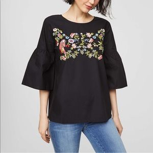 Loft jungle bell sleeve top XS